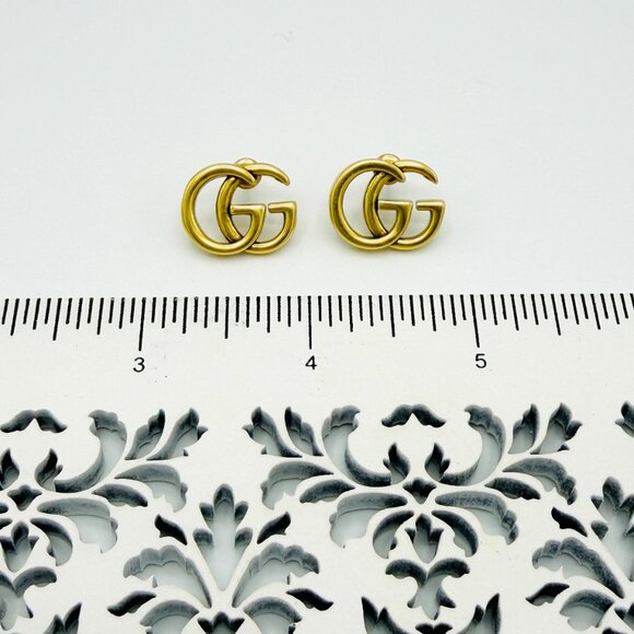 3773 GUCCI JEWELRY GG EARRINGS GOLDEN TONE WITH COMPLETE PACKAGING - Picture 6 of 10